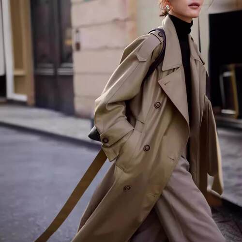 Women's Casual Commuter Button Long Coat Jacket Fitted