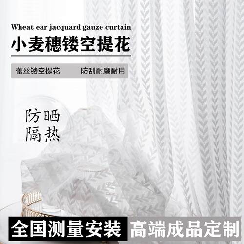 蕾丝窗帘纱帘装饰镂空日式客厅阳台透光简约白纱帘窗帘纱成品