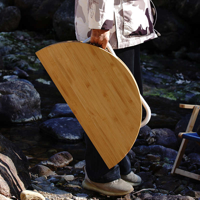 简易可折叠小圆桌便携式户外野餐烧烤桌露营楠竹小桌子茶几自驾游