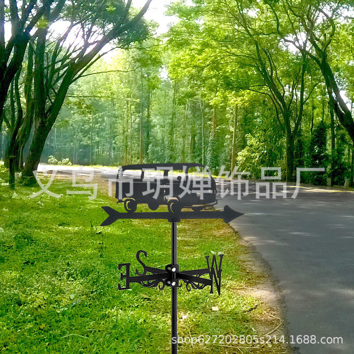 欧美新款花园屋顶校车风向标插件装饰品指示器金属工艺品批发