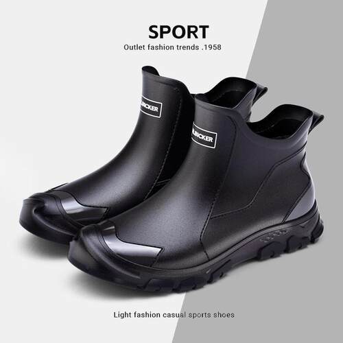 Unisex stylish waterproof rain boots pull-on rubber