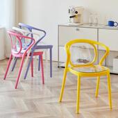 餐餐家用加厚椅塑料椅1061子透明椅靠背休闲轻奢厅洽谈椅餐桌椅备