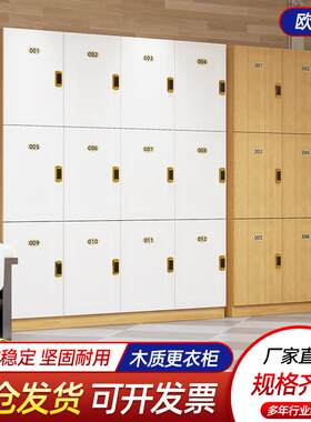 更衣柜木质洗浴更衣柜带锁板式换健身房瑜伽馆物品存放员工储物柜