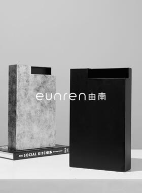 现代简约创意几何方管金属花器花瓶家居玄关柜工艺品干花插摆件