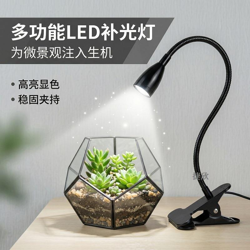 LED射灯夹子台灯阅读灯美甲维修珠宝水培水族微景植物补光灯工厂