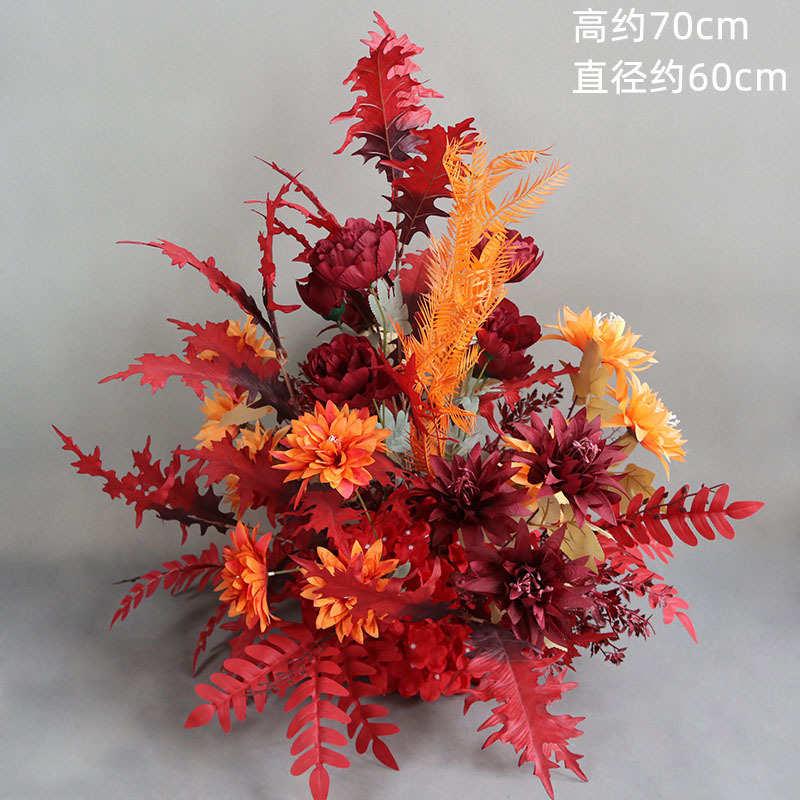 槟婚礼引仿真色香盆花布置婚庆色花红花盆花艺秋色花球道具路装饰