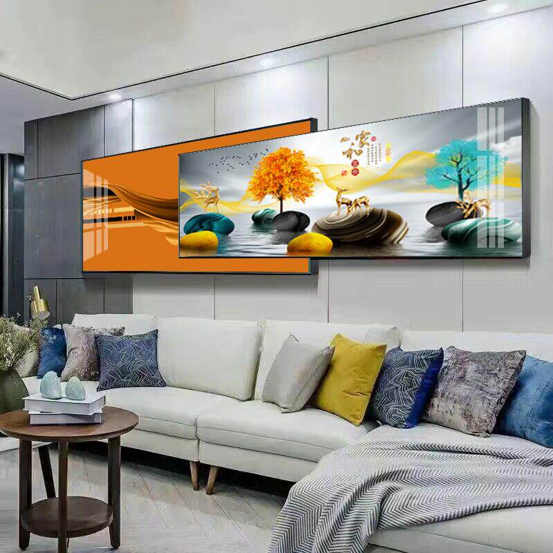 现代无障碍豪华客厅挂画沙发背景墙装饰画水晶瓷壁画2022新景观卧
