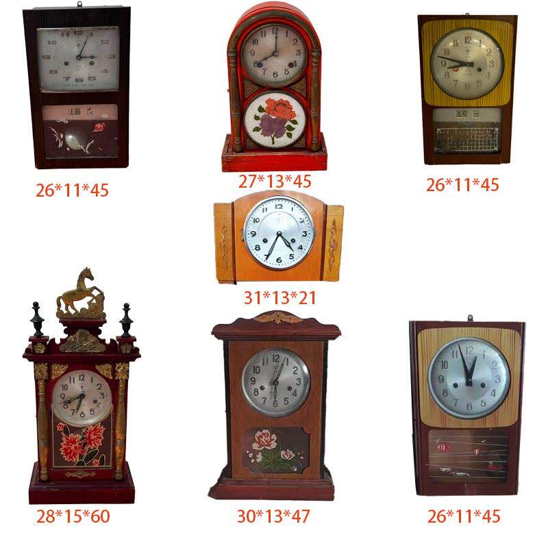 民俗老物件老钟表收藏杂项怀旧古董老座钟挂钟圆头表旧货装饰摆件