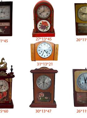 民俗老物件老钟表收藏杂项怀旧古董老座钟挂钟圆头表旧货装饰摆件