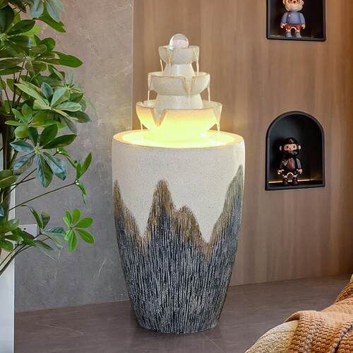 欧式循环流水摆件办公室家用客厅玄关生财创意礼品水系喷泉盆景观