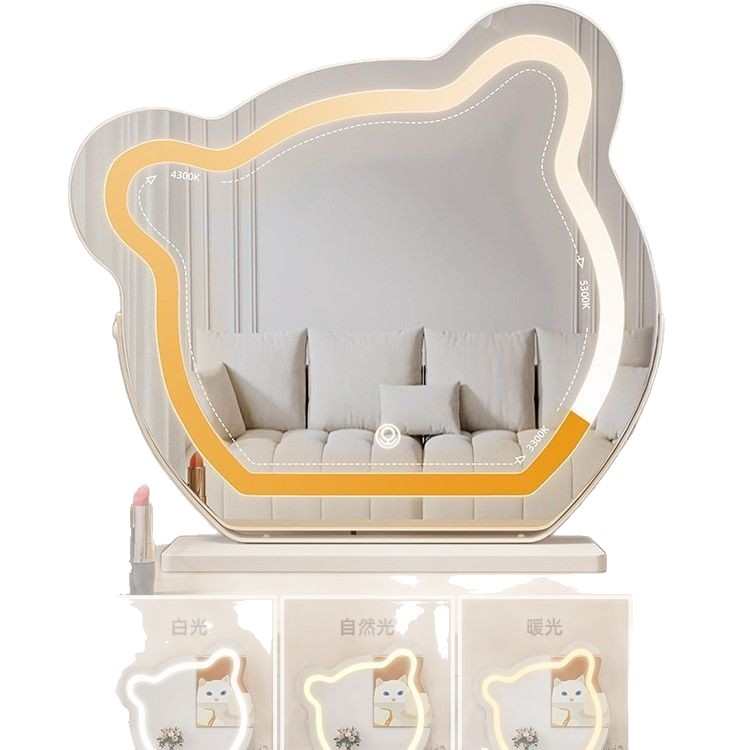 学生桌面台式翻转可梳妆镜公主立式心镜子双面少女宿舍化妆镜大号