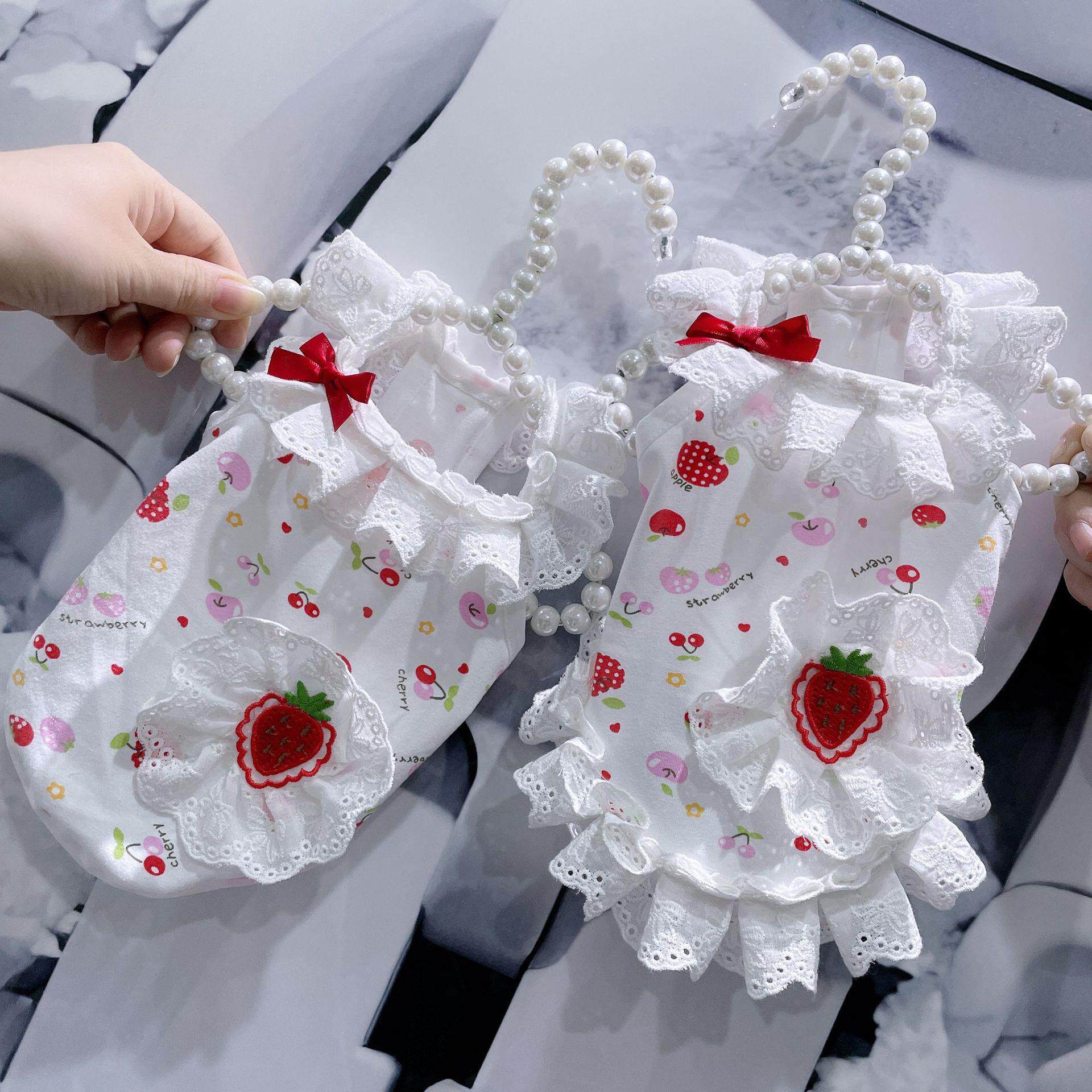 蕊塔儿宠物服饰吊带裙空调服小体狗比熊博美可爱草莓家居裙纯棉