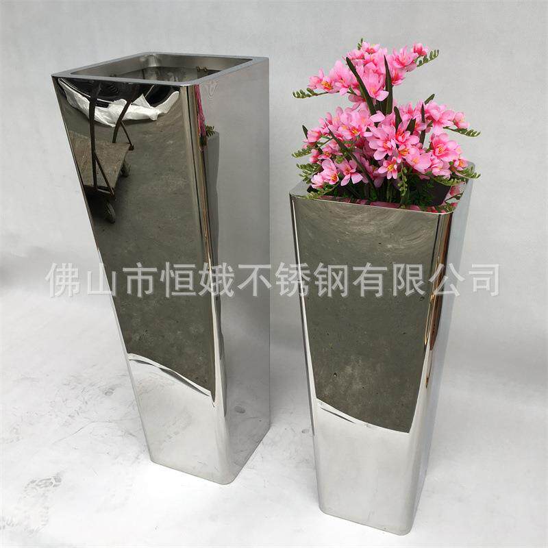 不锈钢银色花瓶室内仿真植物花盆商场装饰大花箱