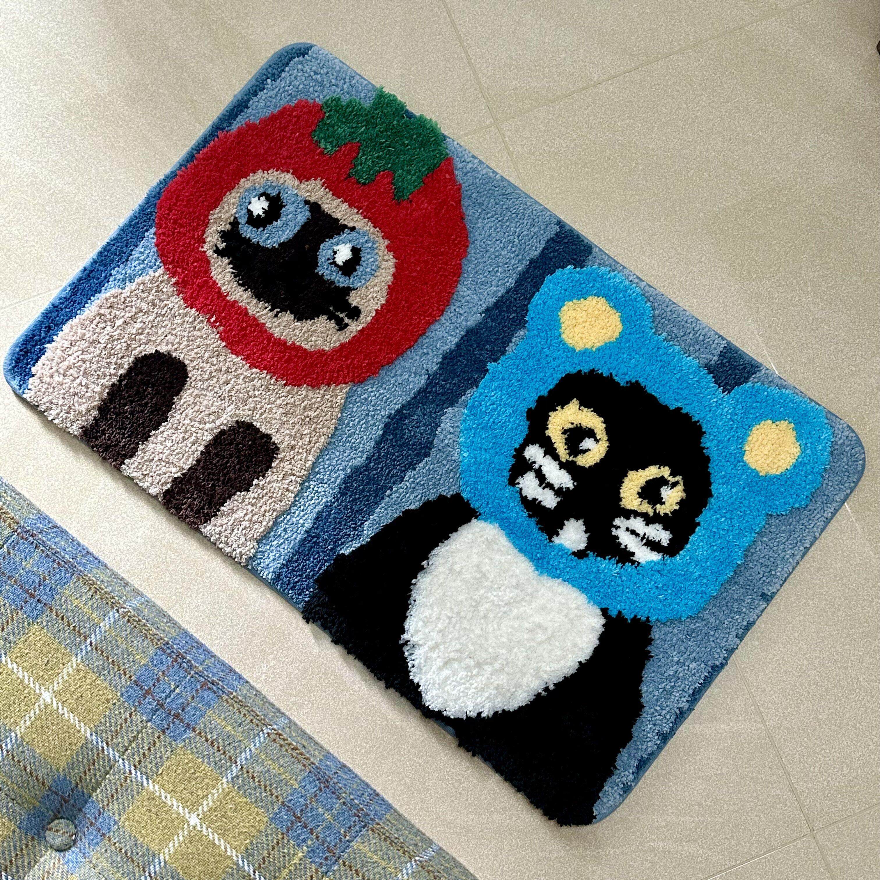 多巴胺卡通动物绒绒地毯客厅沙发毯子儿童卧室长条地垫毛绒脚垫