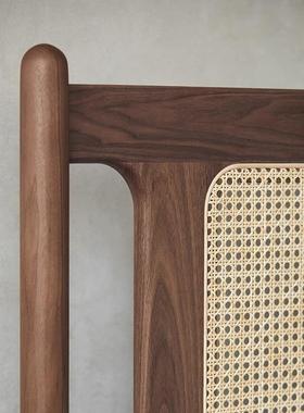 JGP1木白蜡全实木床藤编床具49726复古软包单人床双床架新中式家