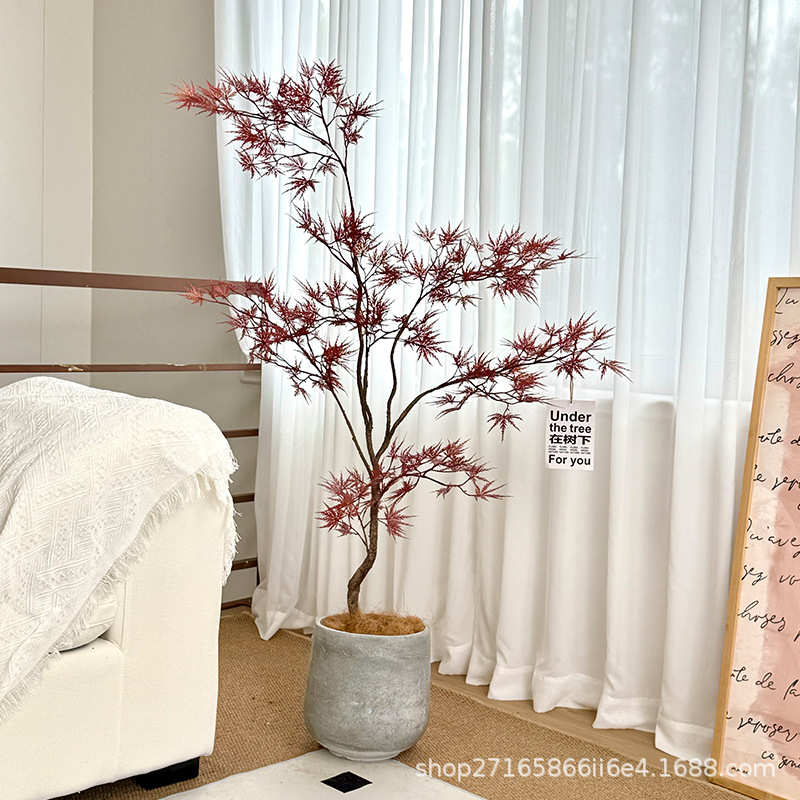 楼夏家仿真绿植红枫叶高端轻奢仿生假植物树室内客厅沙发装饰摆件