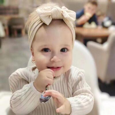 3Pcs Solid Color Baby Headband Bow Children Hair Band Elasti