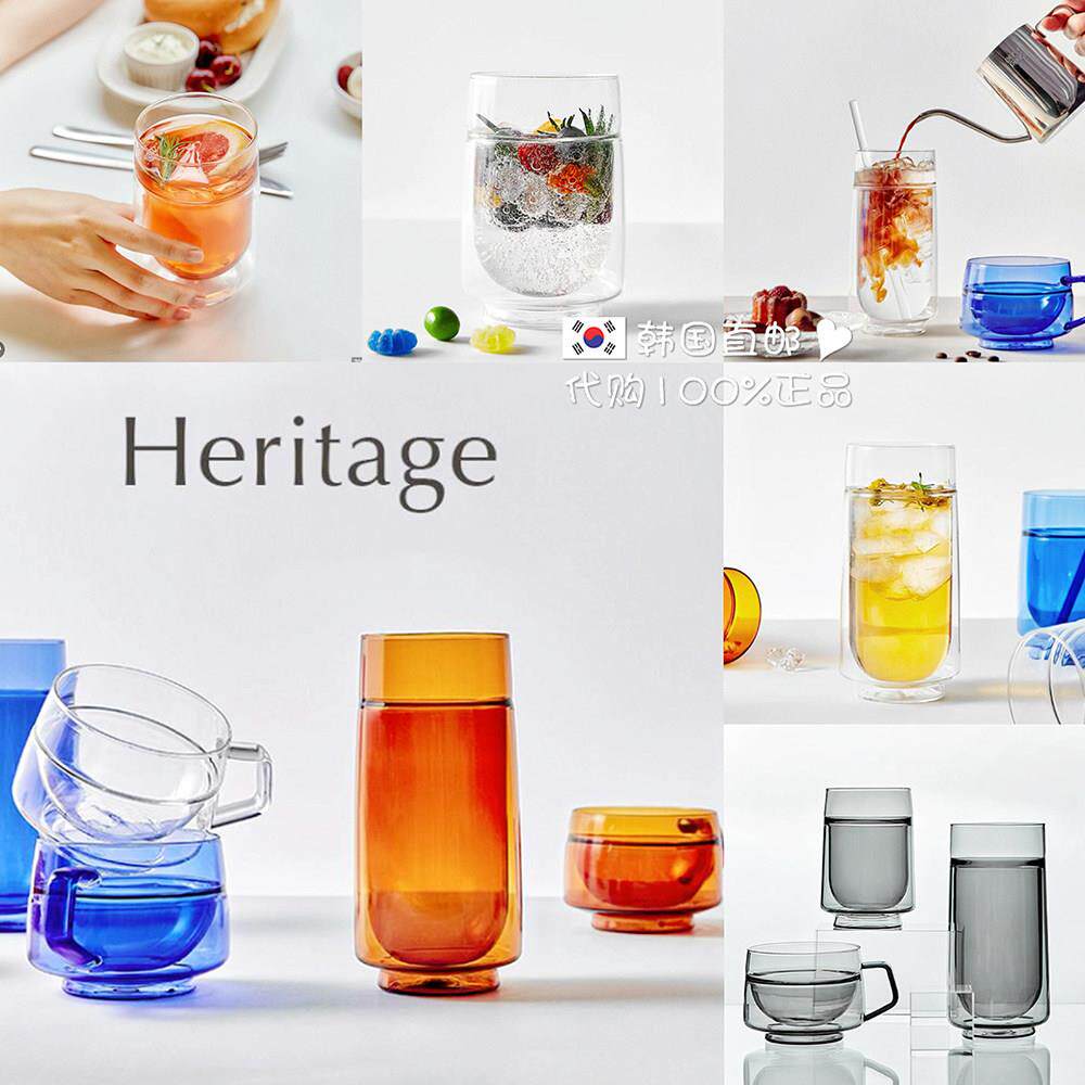【韩国直邮】heriter水杯耐热玻璃真空玻璃水杯双层玻璃水杯茶杯