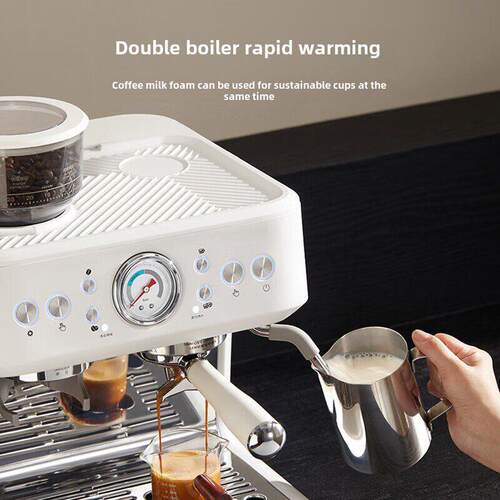 柏翠PE3899双锅炉意式半自动咖啡机家用奶泡机研磨一体机小型