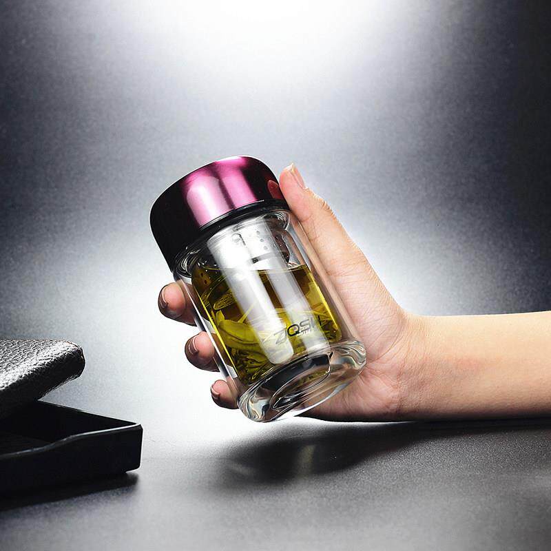 女士迷你双层玻璃杯咖啡杯个人专用泡茶高颜值水杯子可携式小巧口