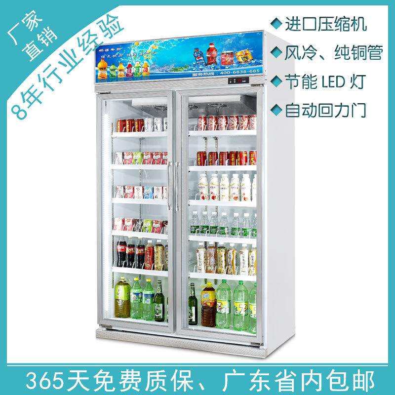 促销便利店双门饮料柜LED灯上机组超市冰柜立式陈列柜
