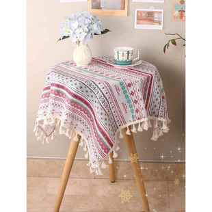 ins亚麻棉斯堪的纳维亚风格小清新矩形咖啡桌桌布餐桌学生桌垫