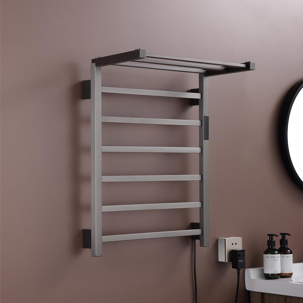 电热毛巾架智能烘干浴巾置物架家用卫生间打孔式明装不锈钢折叠挂