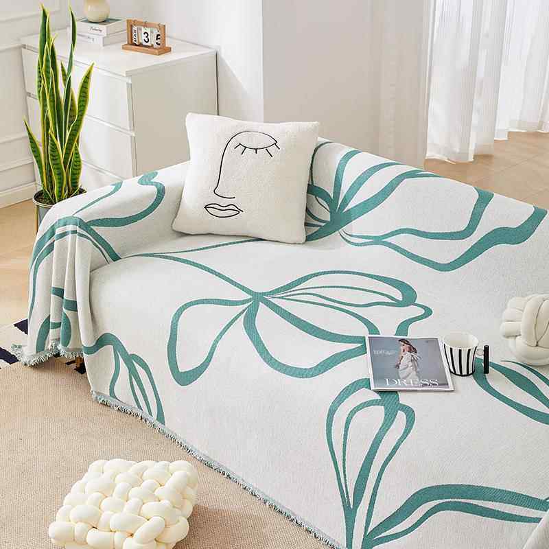 北欧简约现代花朵沙发巾全盖布全包沙发垫布艺坐垫防滑四季通用