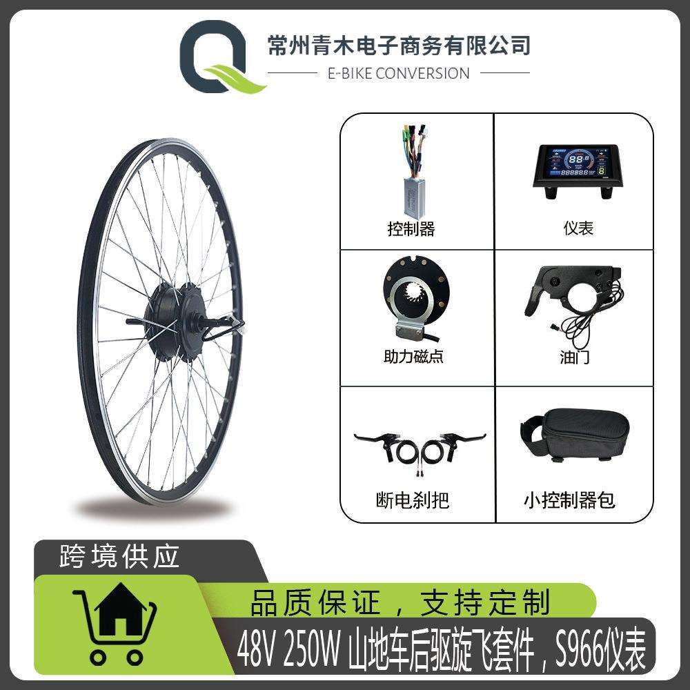 锂电改装48V250W20寸山地车公路车后驱旋飞套件,S966彩屏仪表