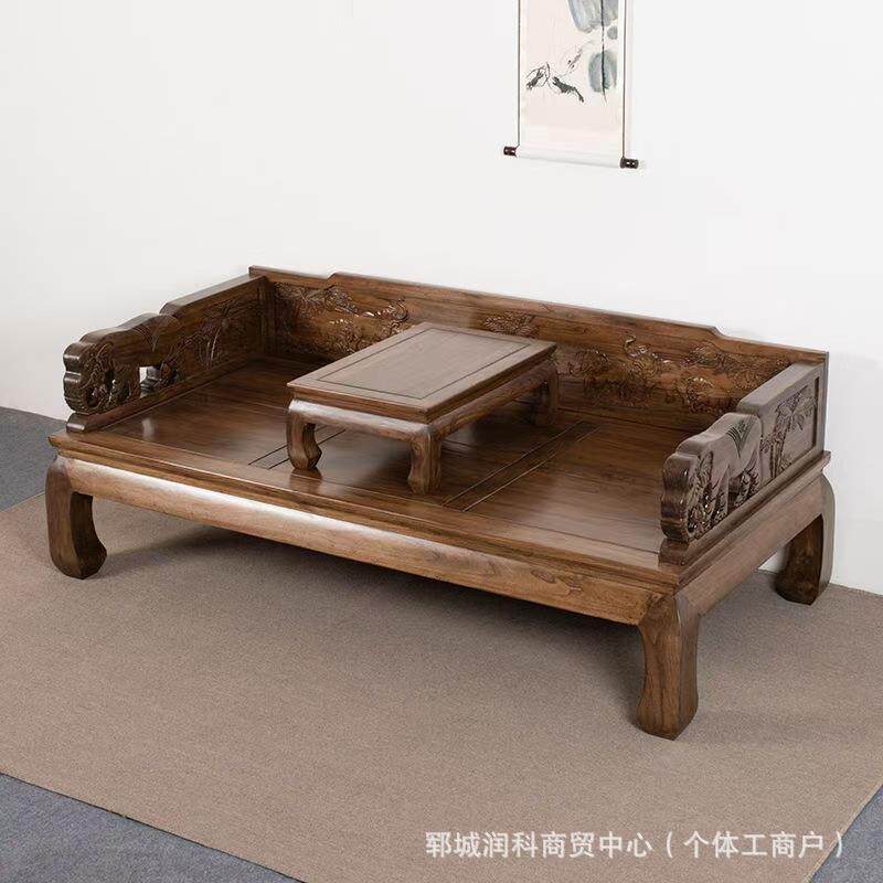 正宗北方老榆木罗汉床实木中式客厅沙发床罗汉塌贵妃床民宿客厅床