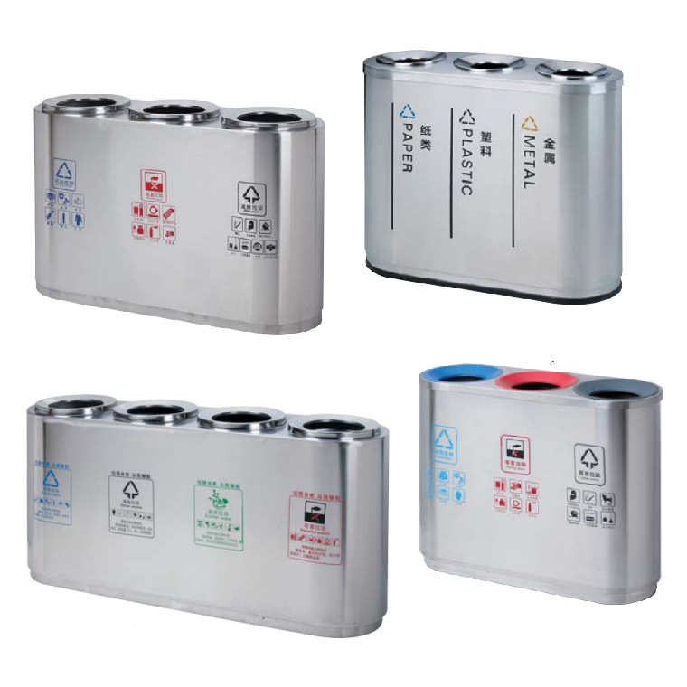 不锈钢两三四分类垃圾桶室内户外公园小区物业地铁果皮筒带烟灰缸