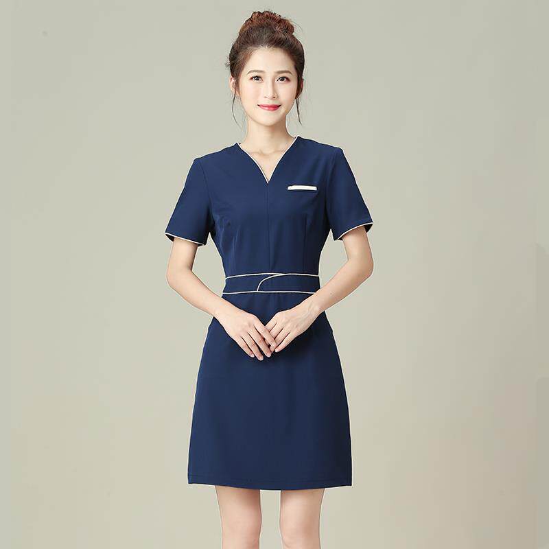 正品美美容师工作服女夏季新洋装足浴养spa会所容院款技师服生气