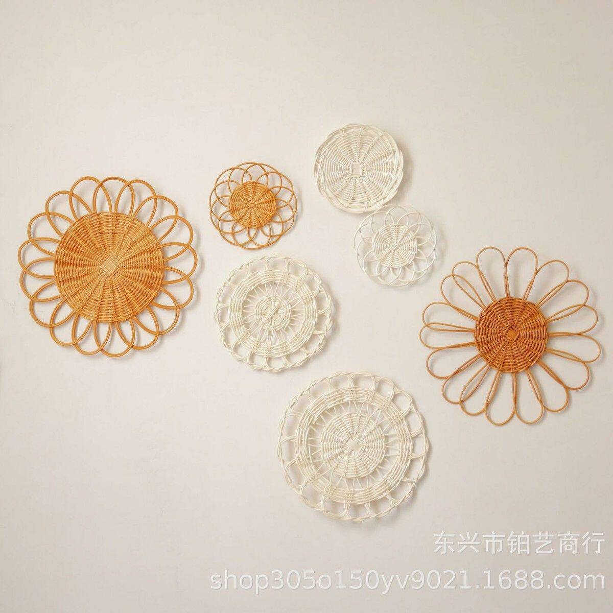 北欧波西米亚藤编墙饰圆形墙壁装饰品民宿客厅墙面挂件装饰壁挂