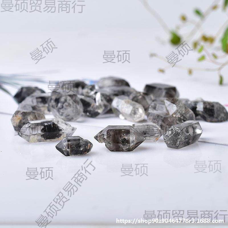 蒙白闪灵水晶原石双尖柱赫尔双尖柱白水晶双头钻