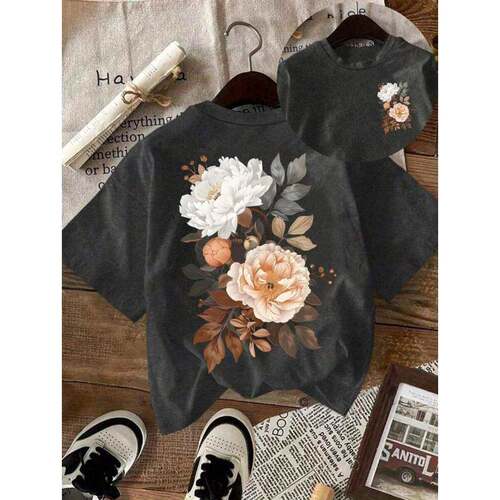 V 44007 Floral print crew neck tee 花卉印花圆领短袖跨境