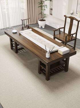实大板木书LWH桌写字桌新家中式客用厅书法桌卧室电脑桌办公室会