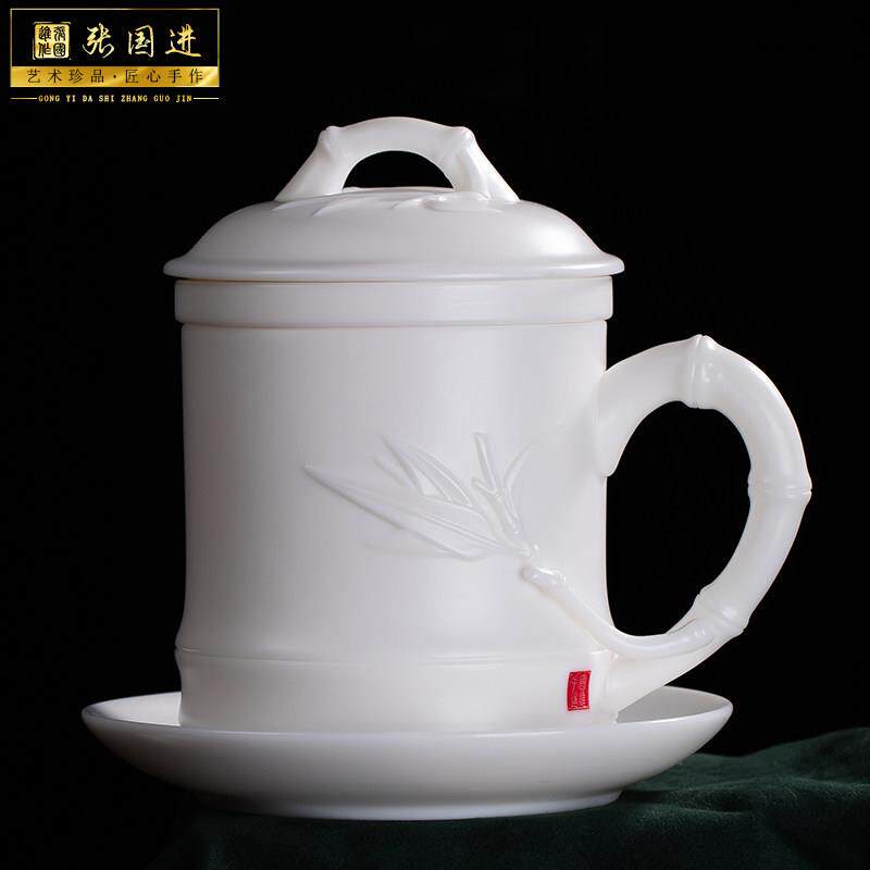 张国进手造高端羊脂玉德化白瓷办公杯陶瓷水杯个人泡茶杯礼品杯子