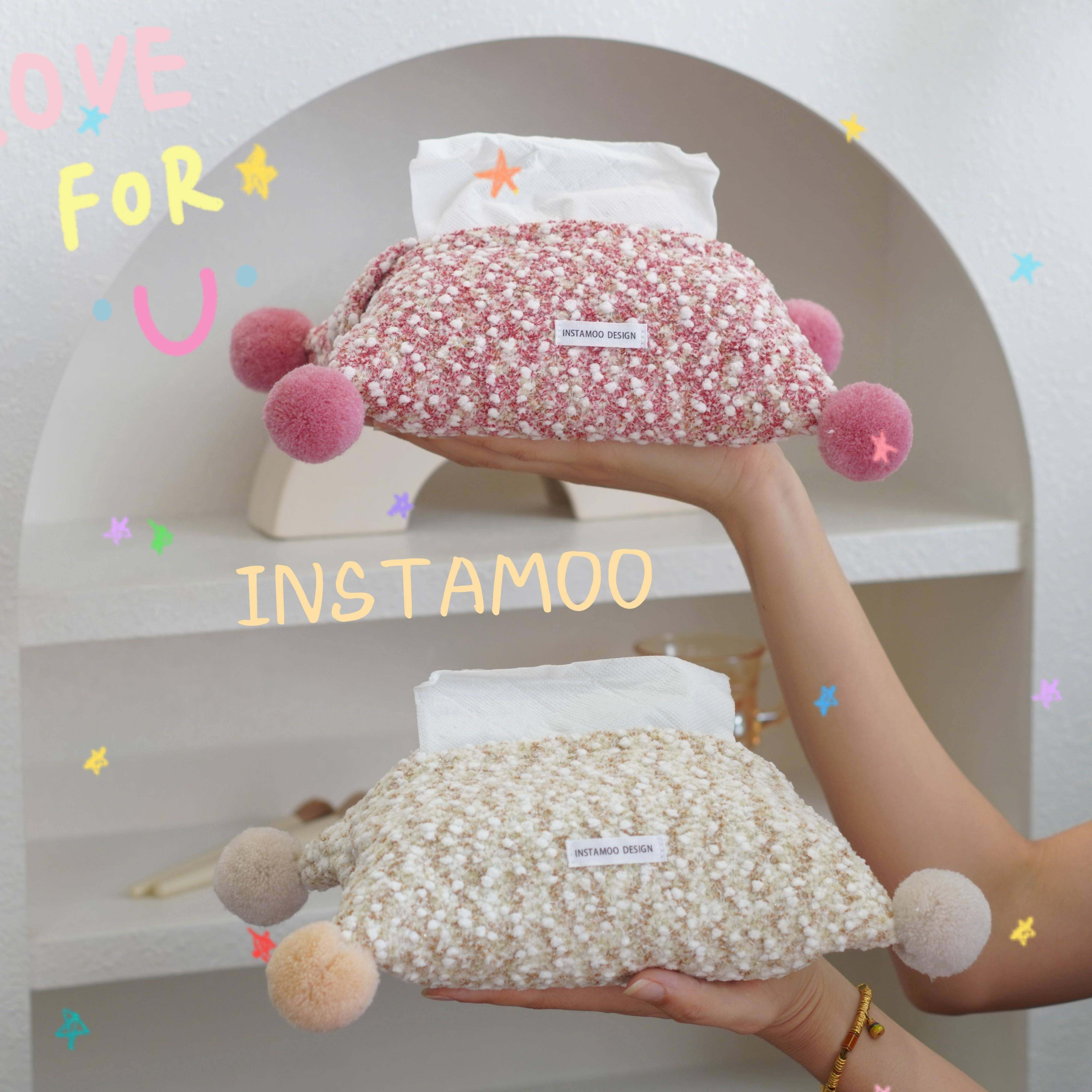 简约创意纸巾袋布艺可爱粉色毛球抽纸盒装饰客厅卧室桌面纸巾盒,收纳整理,纸巾套,淘宝优惠券,粉丝福利购,淘宝优惠卷