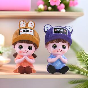 俏皮可爱精灵娃娃客厅卧室桌面装饰品摆设汽车内饰品摆件送人礼品