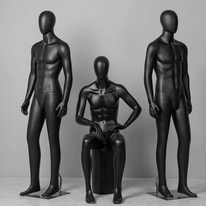 高档哑黑男模特道具全身展示架男装服装店橱窗假人彷真拍照模特架