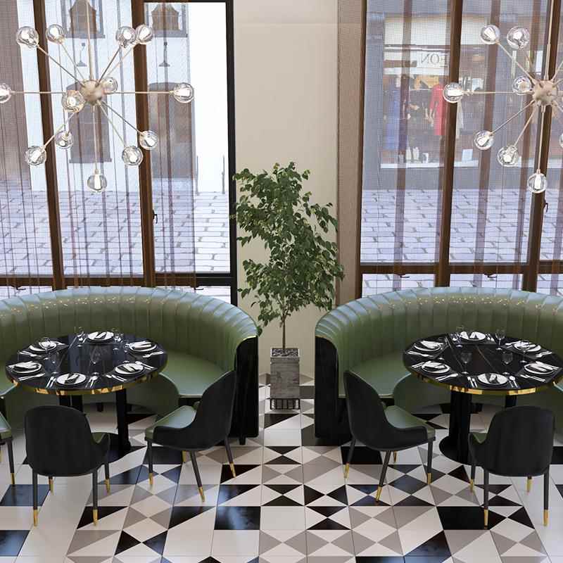 轻奢酒吧餐厅半圆卡座奶茶店清吧餐桌咖啡厅沙发餐饮店桌椅组合
