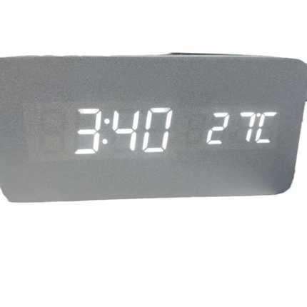 手机无线充电闹钟无线充电木头钟多功能智能木质闹钟LED钟表