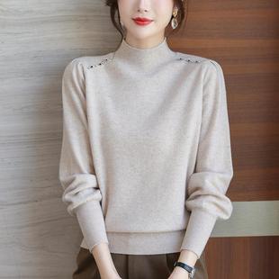 女半高领毛衣内搭可外穿针织羊毛打底衫 胖mm秋冬大码 100纯羊毛衫