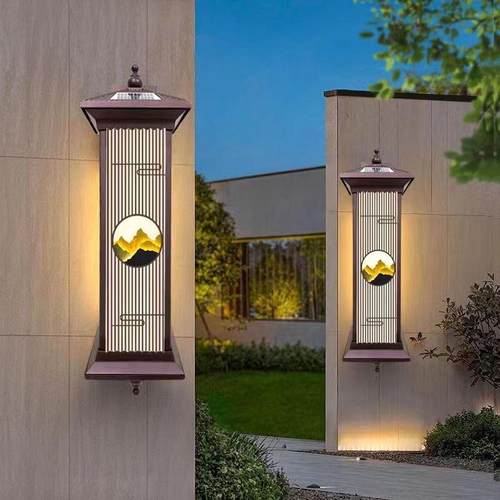户外新式防水太阳灯能墙中壁室外大门无台别墅灯阳台氛围装饰景观
