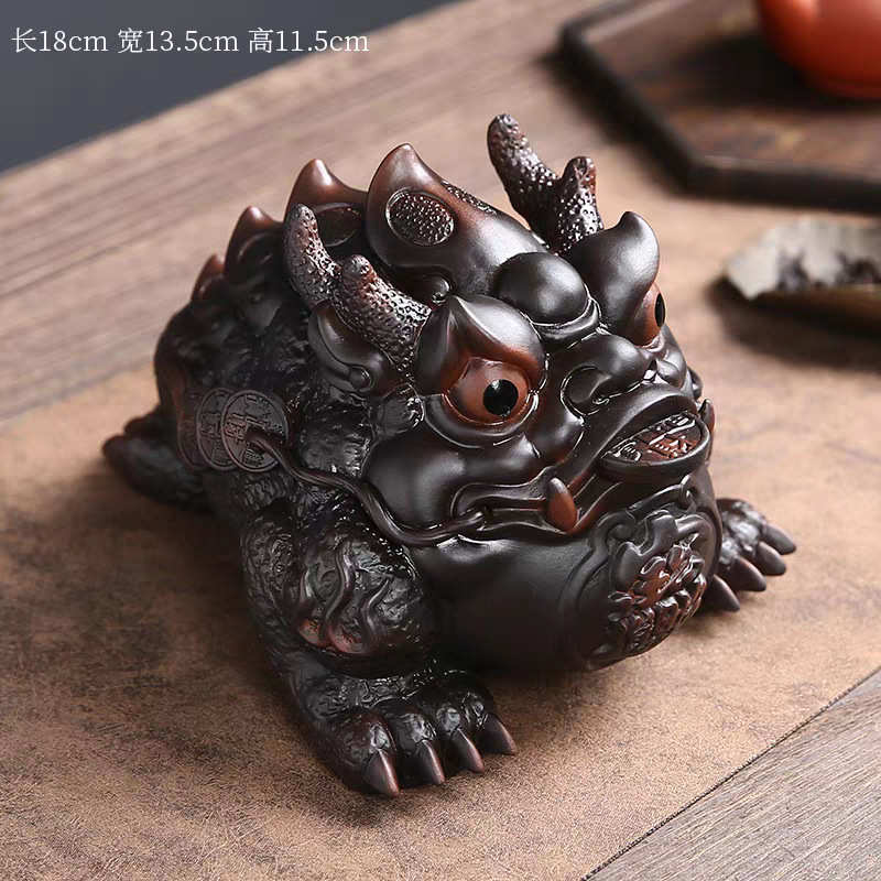 高档大号紫陶招财进宝金蟾茶宠茶道玄关精品摆件公道杯茶漏茶滤器