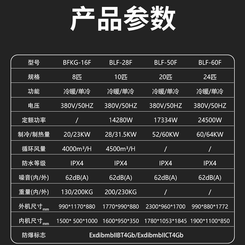防爆空调风管机隐藏嵌入式工业厂房仓库实验室风管式高效制冷