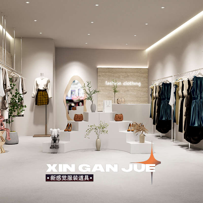 弯曲楼梯中岛台 曲线展示台桌子橱窗落地高低展台网红异形流水台