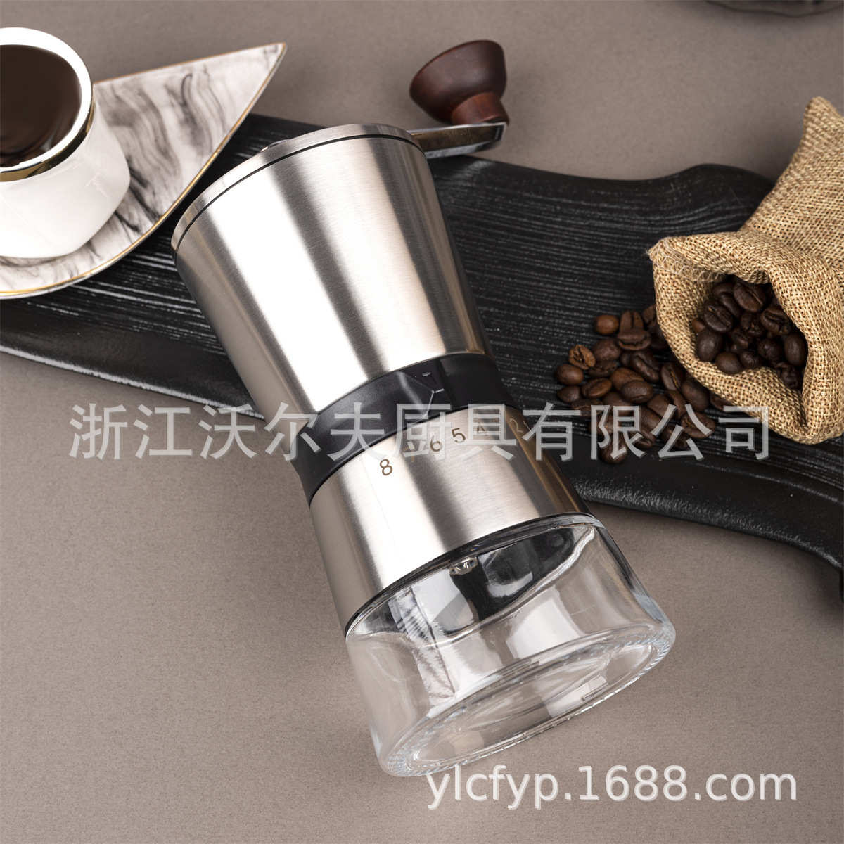 便携自由调节刻度手摇咖啡磨不锈钢外体咖啡磨豆机直销批发