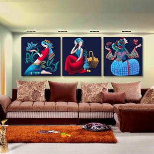 新款直销BK9K2023年满钻钻石画三联画新款客厅5d砖石秀阿诗玛贴粘