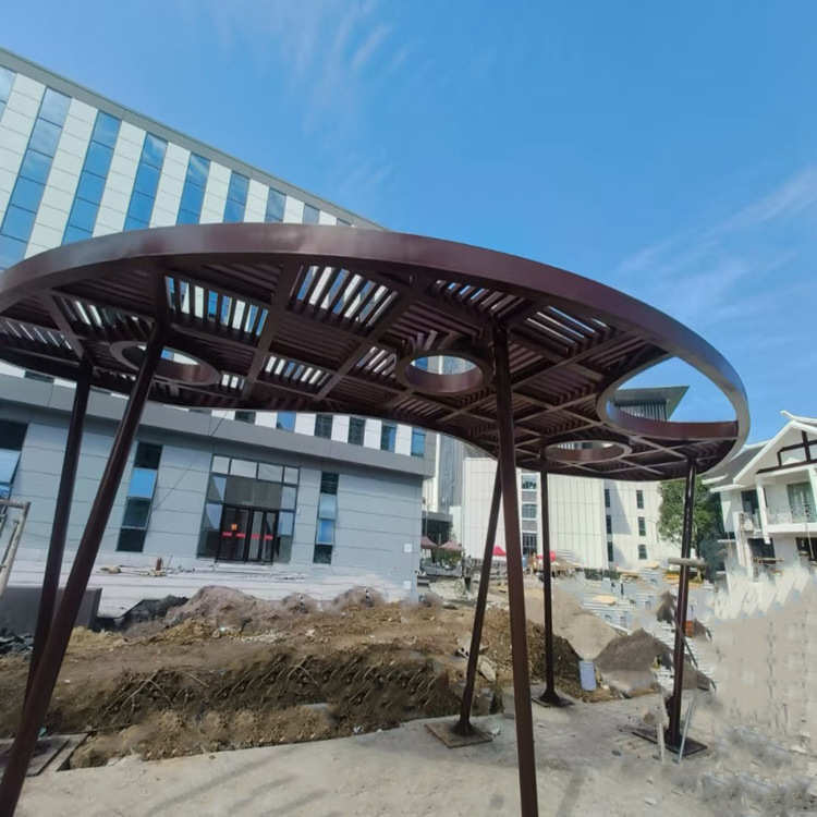 不锈钢廊架景观雕塑定制上海厂家抽象景观户外公园金属长廊雕塑